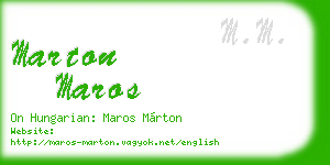 marton maros business card